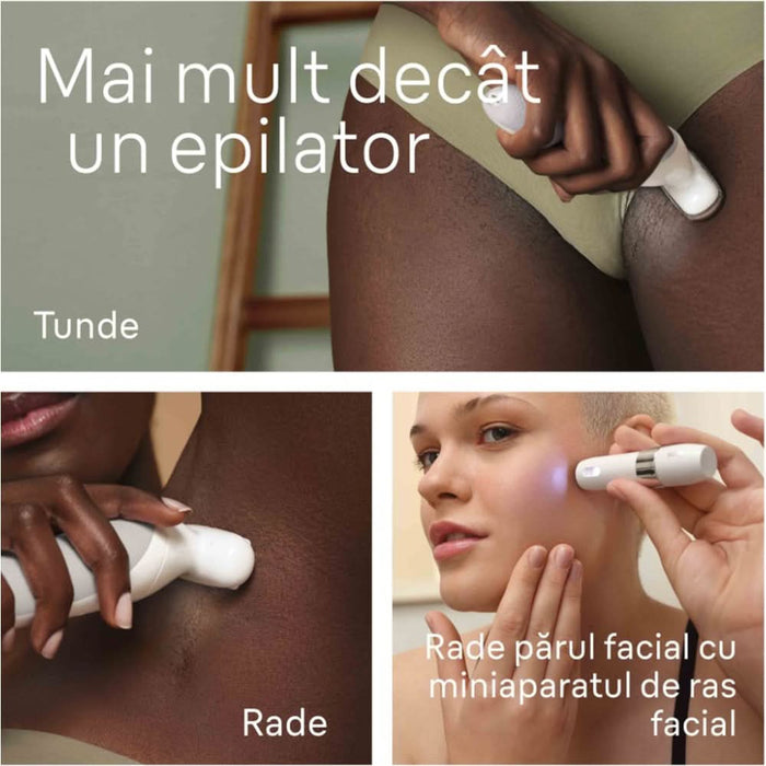 Epilator BRAUN Silk-epil 9 SES9-341, 40 pensete, 2 viteze, 5 accesorii, SmartLight, MicroGrip, Wet&Dry, acumulator, alb-argintiu WALTI