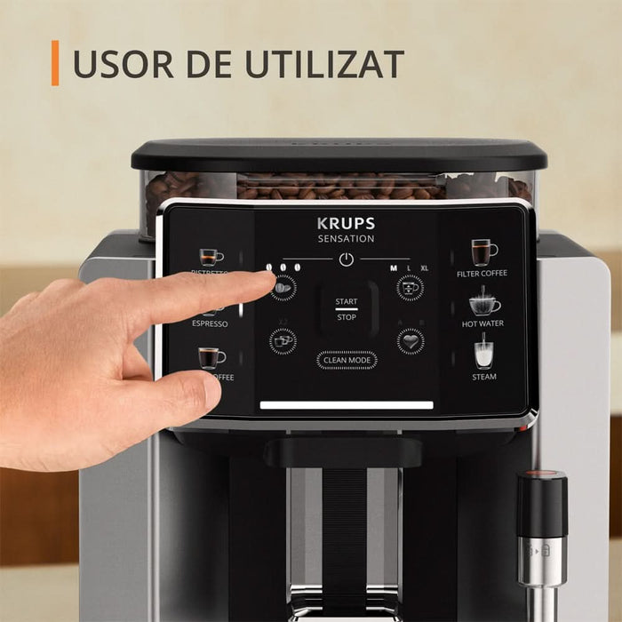 Espressor automat KRUPS Sensation EA910E10, 1.7l, 1450W, 15 bar, argintiu-negru WALTI