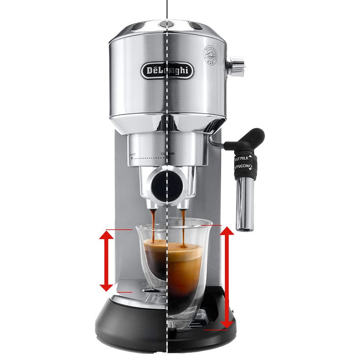 Espressor manual DELONGHI Dedica Style EC685.M, 1.1l, 1300W, 15 bar, sistem Cappuccino, argintiu-negru WALTI