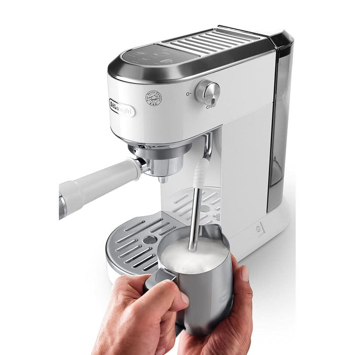 Espressor manual DELONGHI Dedica Duo EC890.WI, 1.1l, 1450W, 15 bar, sistem Cappuccino, alb-argintiu WALTI