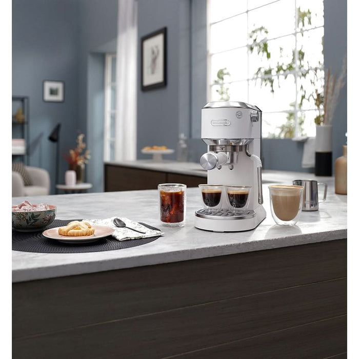 Espressor manual DELONGHI Dedica Duo EC890.WI, 1.1l, 1450W, 15 bar, sistem Cappuccino, alb-argintiu WALTI