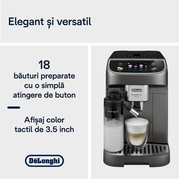Espressor automat DELONGHI Magnifica Plus ECAM320.70.TB, 1.9l, 1450W, 15 bar, gri inchis-negru WALTI