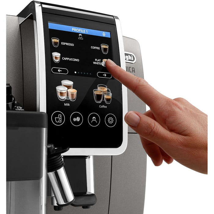 Espressor automat DELONGHI Dinamica Plus ECAM380.95.TB, 1.8l, 1450W, 15 bar, gri inchis-negru WALTI