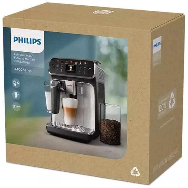 Espressor automat PHILIPS Seria 4400 EP4443/70, 1.8l, 1500W, 15 bar, alb-argintiu - WALTI WALTI
