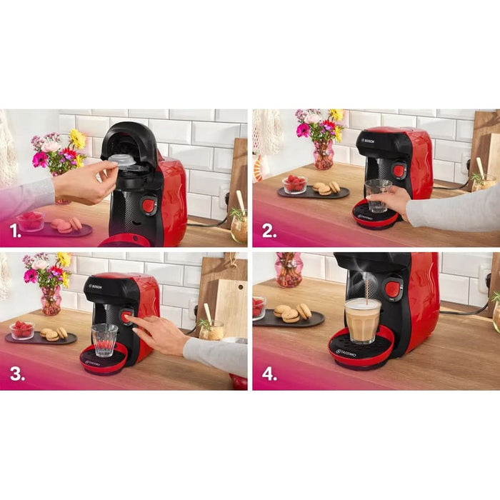 Espressor capsule BOSCH Tassimo Happy Friendly TAS103E, 0.7l, 1400W, rosu-negru WALTI