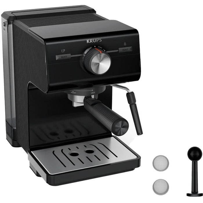 Espressor manual KRUPS Authentic XP381810, 2l, 15 bar, sistem Cappuccino, negru-argintiu WALTI