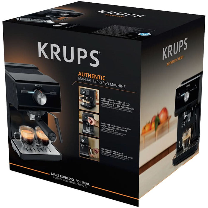 Espressor manual KRUPS Authentic XP381810, 2l, 15 bar, sistem Cappuccino, negru-argintiu WALTI