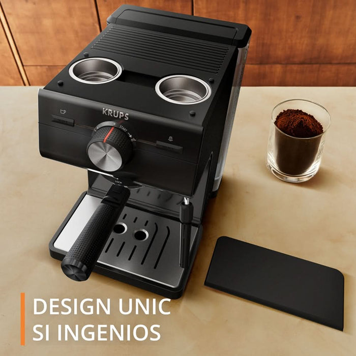 Espressor manual KRUPS Authentic XP381810, 2l, 15 bar, sistem Cappuccino, negru-argintiu WALTI