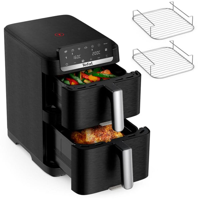 Friteuza cu aer cald dubla TEFAL Easy Fry Crispy Stack EY7568E0, 2.3kg, 10l, 2700W, negru WALTI