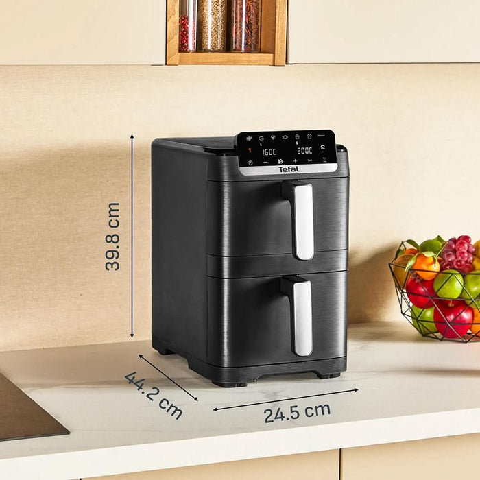 Friteuza cu aer cald dubla TEFAL Easy Fry Crispy Stack EY7568E0, 2.3kg, 10l, 2700W, negru WALTI