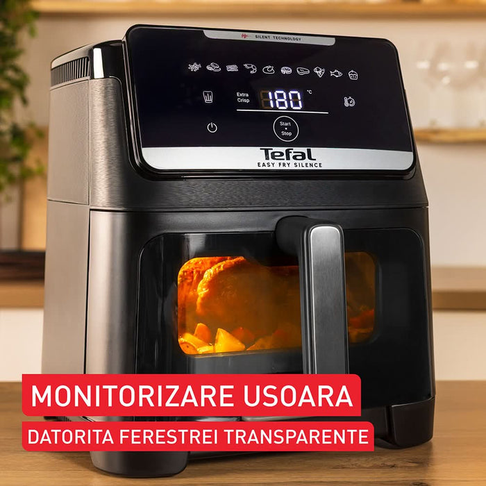 Friteuza cu aer cald TEFAL Easy Fry Silence EY8468E0, 2kg, 7l, 2000W, negru WALTI