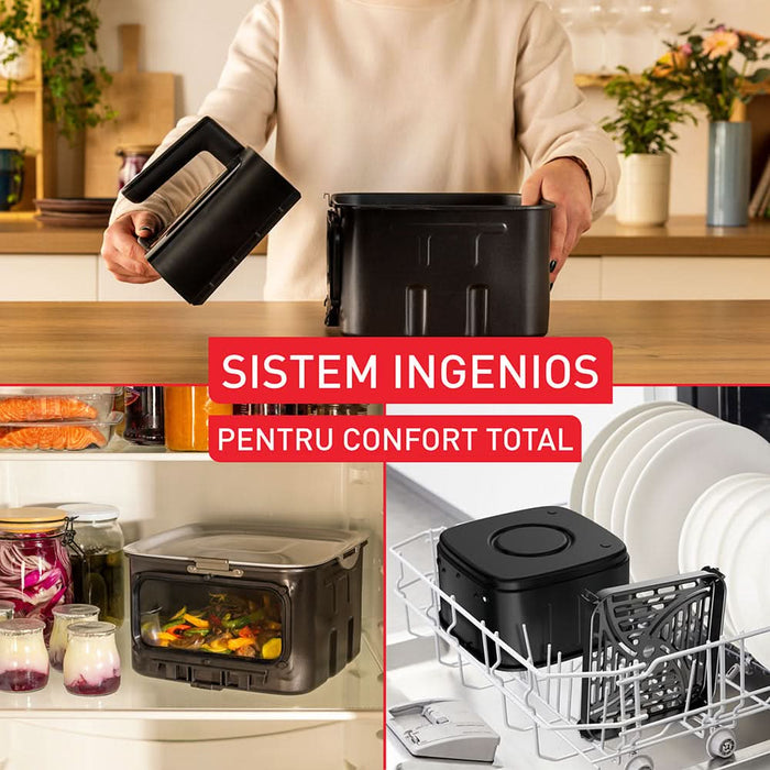 Friteuza cu aer cald TEFAL Easy Fry Silence EY8468E0, 2kg, 7l, 2000W, negru WALTI