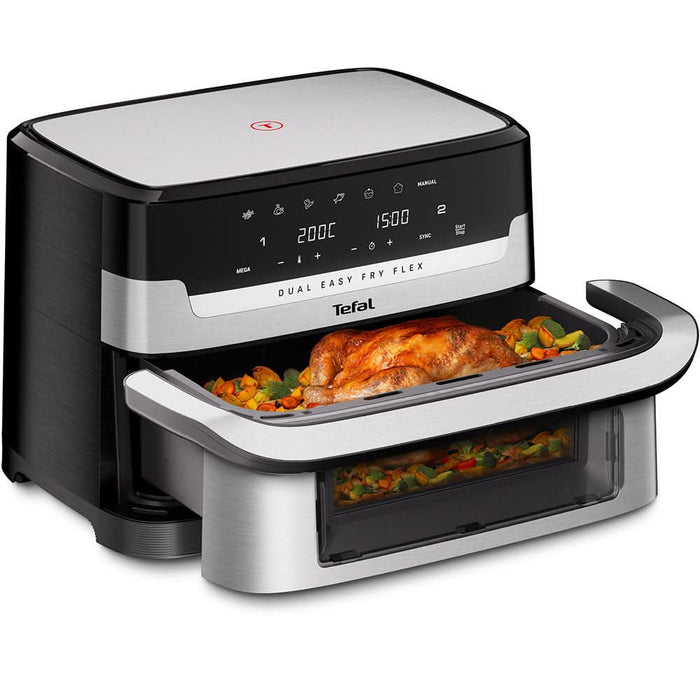 Friteuza cu aer cald TEFAL Dual Easy Fry Flex EY922DE0, 2.5kg, 9l,  2700W, argintiu-negru WALTI