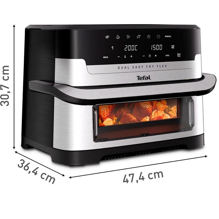 Friteuza cu aer cald TEFAL Dual Easy Fry Flex EY922DE0, 2.5kg, 9l,  2700W, argintiu-negru WALTI