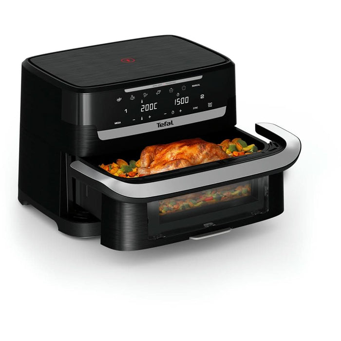 Friteuza cu aer cald dubla TEFAL Ever Fry Dual Flex EY9278E0, 9l, 2.5kg, 2700W, negru-argintiu WALTI