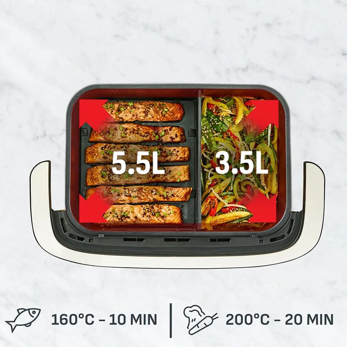 Friteuza cu aer cald dubla TEFAL Ever Fry Dual Flex EY9278E0, 9l, 2.5kg, 2700W, negru-argintiu WALTI