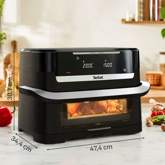 Friteuza cu aer cald dubla TEFAL Ever Fry Dual Flex EY9278E0, 9l, 2.5kg, 2700W, negru-argintiu WALTI