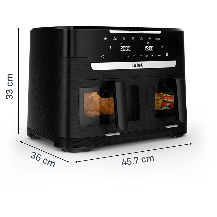 Friteuza cu aer cald dubla TEFAL Ever Fry XXL Dual EY9478E0, 11l, 2kg, 2700W, negru - WALTI WALTI