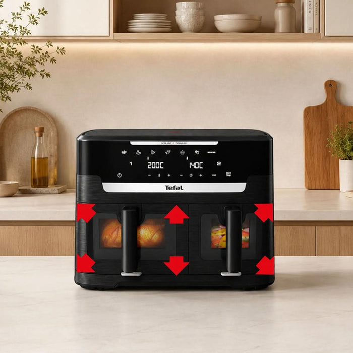 Friteuza cu aer cald dubla TEFAL Ever Fry XXL Dual EY9478E0, 11l, 2kg, 2700W, negru - WALTI WALTI