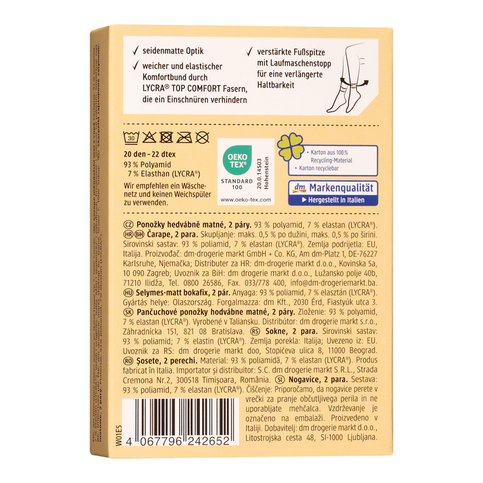 Fascino Șosete invizibile 20 DEN, 39-42, aspect mătăsos, negru, pachet de 2 perechi, 4 buc WALTI