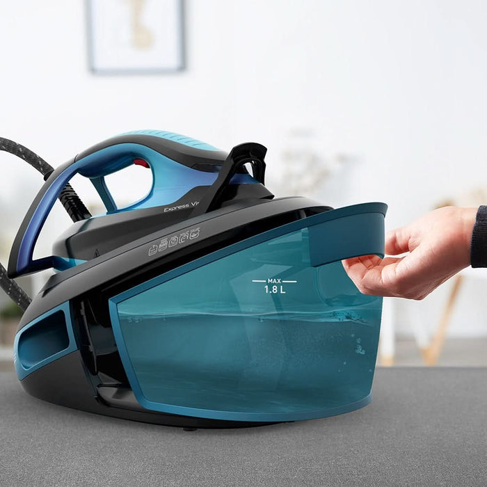 Statie de calcat TEFAL Express Vision SV8151E0, 2800W, 500g/min, 1800ml, talpa Durilium, albastru-negru WALTI