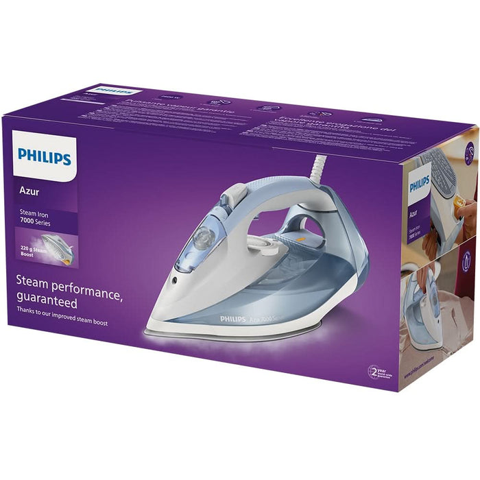 Fier de calcat PHILIPS Seria 7000 DST7011/20, 2600W, 220g/min, 300ml, talpa SteamGlide Plus, albastru deschis-gri WALTI