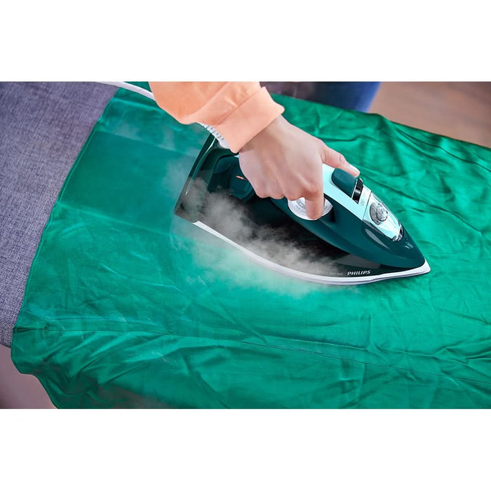 Fier de calcat PHILIPS Seria 7000 DST7031/70, 2800W, 250g/min, 300ml, talpa SteamGlide Plus, verde-alb WALTI