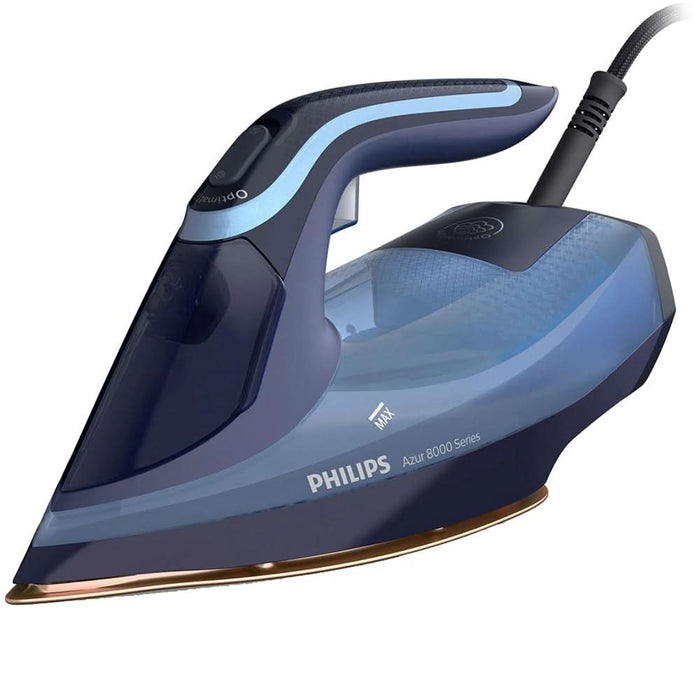 Fier de calcat PHILIPS Azur 8000 DST8020/20, 3000W, 240g/min, 300ml, talpa SteamGlide Elite, albastru-bleumarin WALTI