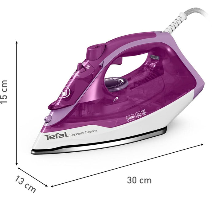 Fier de calcat TEFAL Express Steam FV2836, 2400W, 165g/min, 270ml, talpa ceramica, mov-alb WALTI