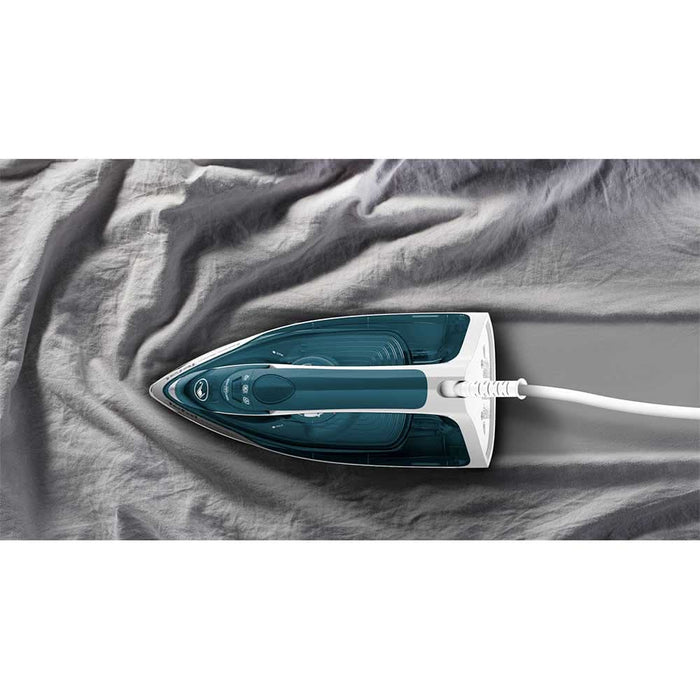 Fier de calcat TEFAL Express Steam FV2839E0, 2400W, 185g/min, 270ml, talpa ceramica, albastru-alb WALTI