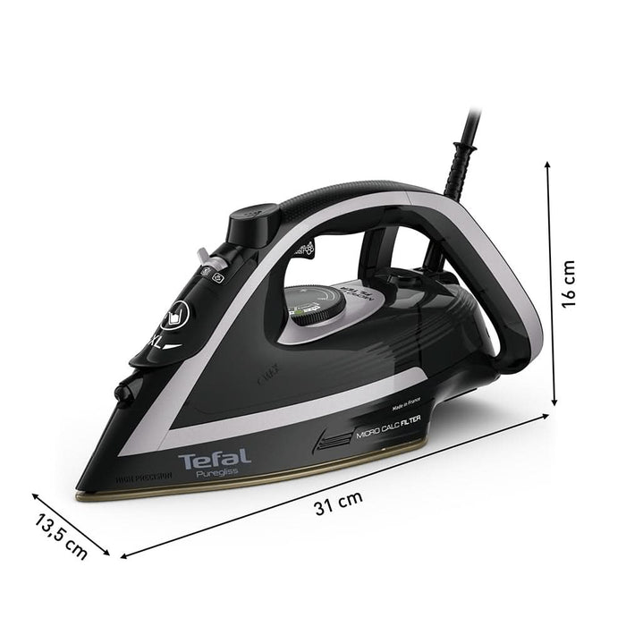 Fier de calcat TEFAL Puregliss FV8062E0, 3000W, 280g/min, 270ml, talpa Durilium AirGlide, negru-gri - WALTI WALTI
