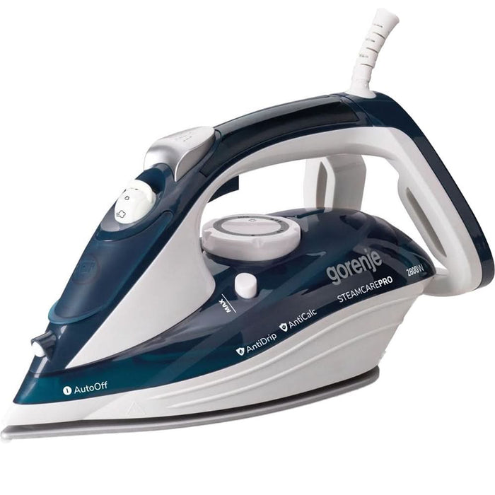 Fier de calcat GORENJE SIH2800TQC, 2800W, 100g/min, 350ml, talpa ceramica, albastru-alb WALTI