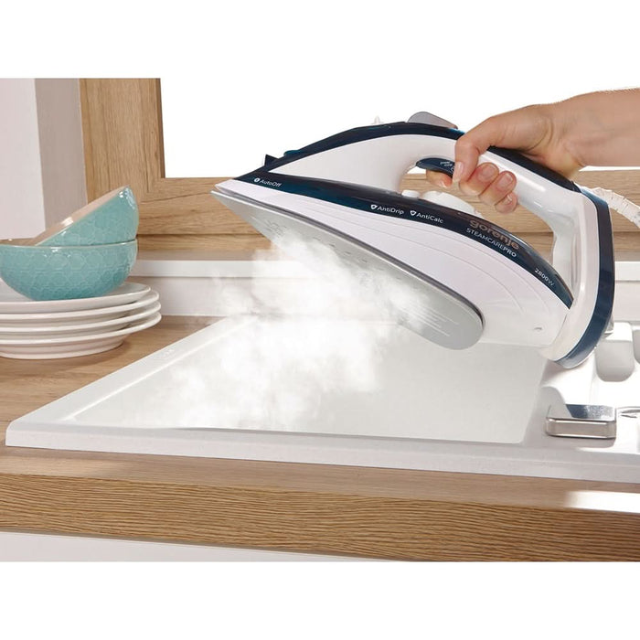 Fier de calcat GORENJE SIH2800TQC, 2800W, 100g/min, 350ml, talpa ceramica, albastru-alb WALTI