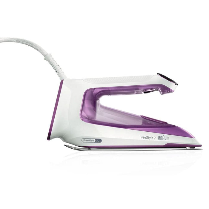 Fier de calcat BRAUN FreeStyle 7 FI7215VI, 2000W, 230g/min, 350ml, talpa EloxalPlus, alb-violet WALTI