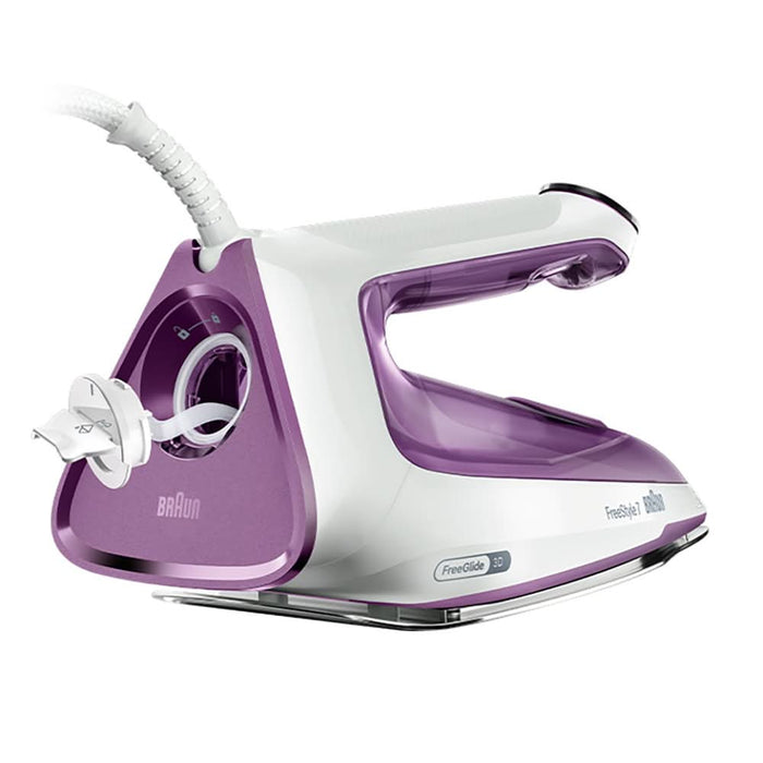 Fier de calcat BRAUN FreeStyle 7 FI7215VI, 2000W, 230g/min, 350ml, talpa EloxalPlus, alb-violet WALTI