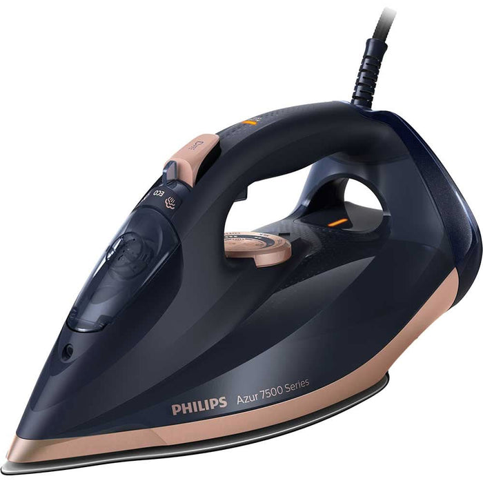 Fier de calcat PHILIPS Seria 7500 DST7510/80, 3200W, 260g/min, 300ml, talpa SteamGlide Elite, albastru inchis-auriu WALTI