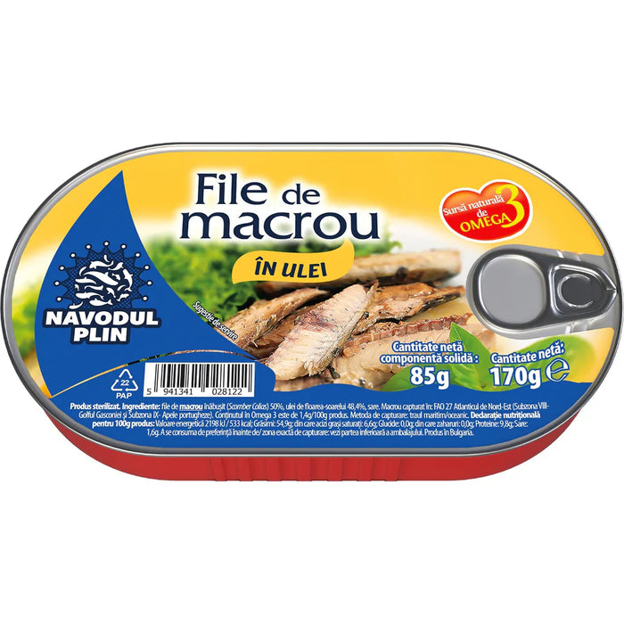 NAVODUL PLIN File de Macrou in Ulei de Floarea Soarelui 170 g - WALTI WALTI