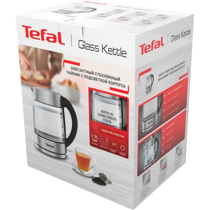 Fierbator apa TEFAL Glass KI772D38, 1.7l, 2200W, argintiu-negru WALTI