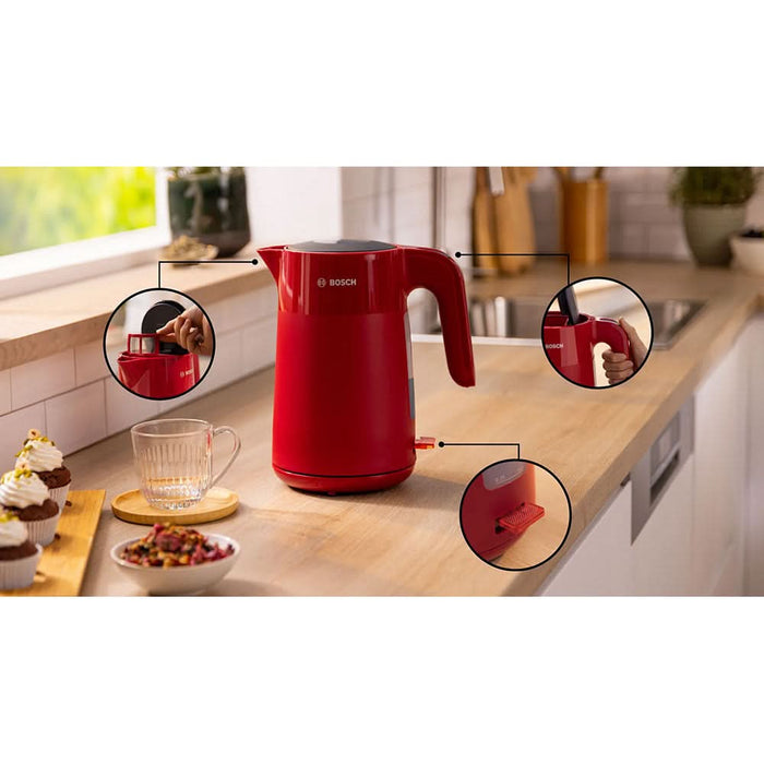 Fierbator apa BOSCH MyMoment TWK2M164, 1.7l, 2400W, rosu-gri WALTI