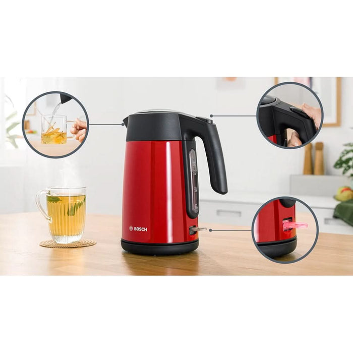 Fierbator apa BOSCH TWK7L464, 1.7l, 2400W, rosu-gri antracit WALTI