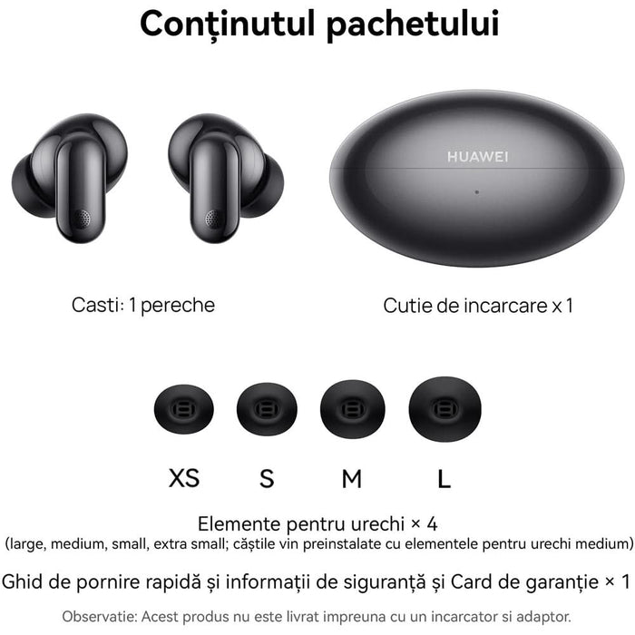 Casti HUAWEI FreeBuds Neo, True wireless, Bluetooth, In-ear, Microfon, Noise Cancelling, Black WALTI