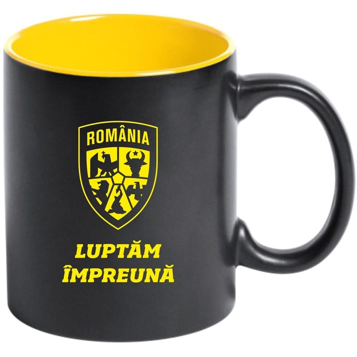 Cana gravata ECHIPA NATIONALA DE FOTBAL A ROMANIEI, ceramica, 0.25l, negru-galben WALTI