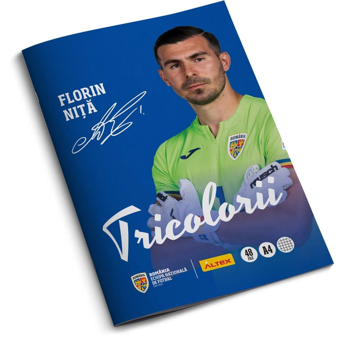 Pachet 6 Caiete A4 ECHIPA NATIONALA DE FOTBAL A ROMANIEI Tricolorii, 3 matematica + 3 dictando, 2+48 file, legatura capsata, multicolor WALTI