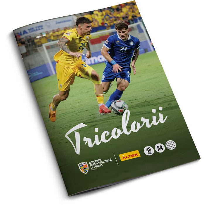 Pachet 6 Caiete A4 ECHIPA NATIONALA DE FOTBAL A ROMANIEI Tricolorii, 3 matematica + 3 dictando, 2+48 file, legatura capsata, multicolor WALTI
