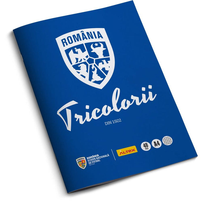 Pachet 6 Caiete A4 ECHIPA NATIONALA DE FOTBAL A ROMANIEI Tricolorii, 3 matematica + 3 dictando, 2+48 file, legatura capsata, multicolor WALTI