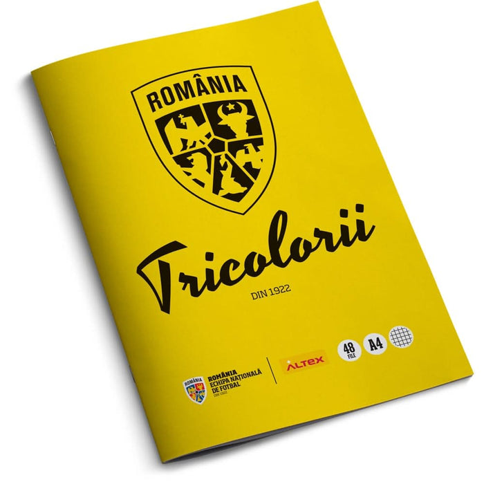 Pachet 6 Caiete A4 ECHIPA NATIONALA DE FOTBAL A ROMANIEI Tricolorii, 3 matematica + 3 dictando, 2+48 file, legatura capsata, multicolor WALTI