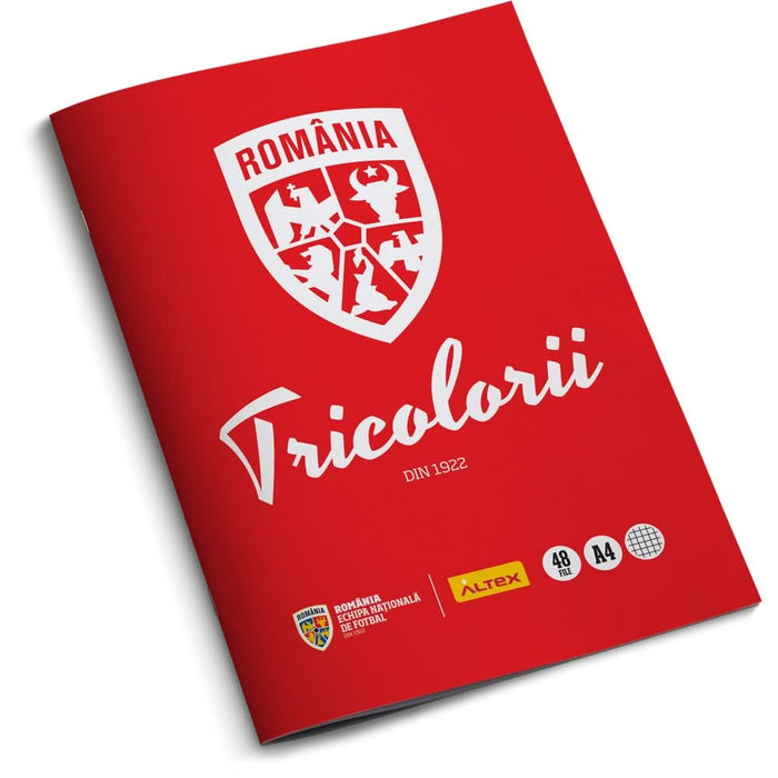 Pachet 6 Caiete A4 ECHIPA NATIONALA DE FOTBAL A ROMANIEI Tricolorii, 3 matematica + 3 dictando, 2+48 file, legatura capsata, multicolor WALTI