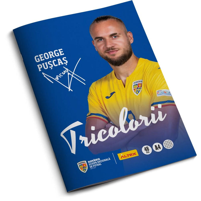 Pachet 6 Caiete A4 ECHIPA NATIONALA DE FOTBAL A ROMANIEI Tricolorii, 3 matematica + 3 dictando, 2+48 file, legatura capsata, multicolor WALTI