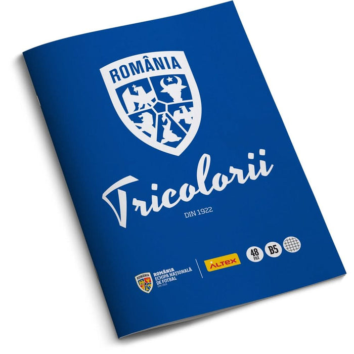 Pachet 6 Caiete B5 ECHIPA NATIONALA DE FOTBAL A ROMANIEI Tricolorii, 3 matematica + 3 dictando, 2+48 file, legatura capsata, multicolor WALTI