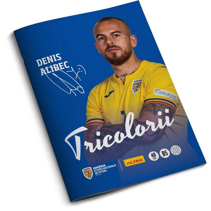 Pachet 6 Caiete B5 ECHIPA NATIONALA DE FOTBAL A ROMANIEI Tricolorii, 3 matematica + 3 dictando, 2+48 file, legatura capsata, multicolor WALTI